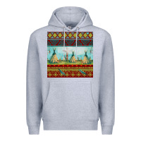 Heather Grey teepe tent dreamcatcher totem pole seamless patter Premium Hoodie - FaDigitalArtStudio