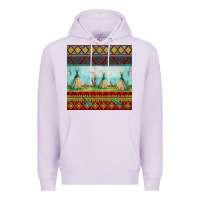 Lilac teepe tent dreamcatcher totem pole seamless patter Premium Hoodie - FaDigitalArtStudio