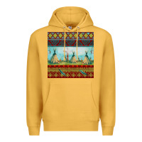Mustard teepe tent dreamcatcher totem pole seamless patter Premium Hoodie - FaDigitalArtStudio