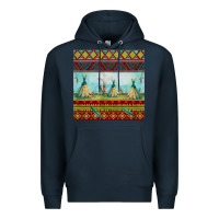 Navy teepe tent dreamcatcher totem pole seamless patter Premium Hoodie - FaDigitalArtStudio
