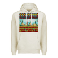 Oatmeal Heather teepe tent dreamcatcher totem pole seamless patter Premium Hoodie - FaDigitalArtStudio