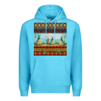 Ocean Blue teepe tent dreamcatcher totem pole seamless patter Premium Hoodie - FaDigitalArtStudio