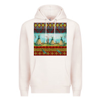 Pale Pink teepe tent dreamcatcher totem pole seamless patter Premium Hoodie - FaDigitalArtStudio
