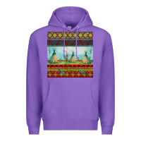 Purple teepe tent dreamcatcher totem pole seamless patter Premium Hoodie - FaDigitalArtStudio