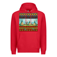 Red teepe tent dreamcatcher totem pole seamless patter Premium Hoodie - FaDigitalArtStudio