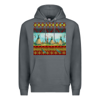 Rock teepe tent dreamcatcher totem pole seamless patter Premium Hoodie - FaDigitalArtStudio