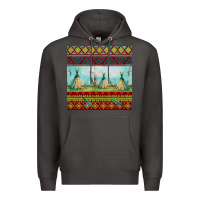 Smoke teepe tent dreamcatcher totem pole seamless patter Premium Hoodie - FaDigitalArtStudio