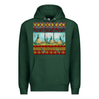 Sports Green teepe tent dreamcatcher totem pole seamless patter Premium Hoodie - FaDigitalArtStudio