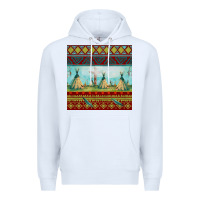 White teepe tent dreamcatcher totem pole seamless patter Premium Hoodie - FaDigitalArtStudio