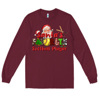 Burgundy santas favorite softball player Long Sleeve Tee - CowGirlArtShop
