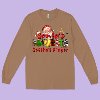 Santas Favorite Softball Player Long Sleeve Tee Designed By Cowgirlartshop