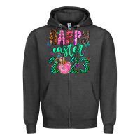 Charcoal Heather Happy Easter Zipper Hoodie - CowhideDigitalArt