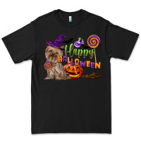Black Happy Halloween With Yorkshire Terrier Dog Premium Tee - LillyAllenDesigns