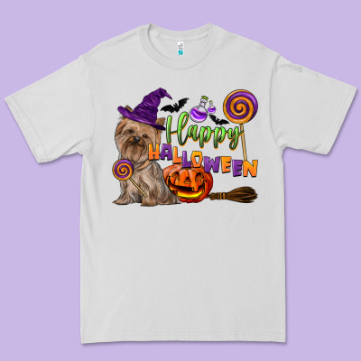 Happy Halloween With Yorkshire Terrier Dog Premium Tee Designed By Lillyallendesigns