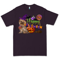 Plum Happy Halloween With Yorkshire Terrier Dog Premium Tee - LillyAllenDesigns