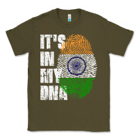 Army Green IT'S IN MY DNA India Flag Indian Classic Tee - lanVoArt
