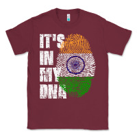 Burgundy IT'S IN MY DNA India Flag Indian Classic Tee - lanVoArt