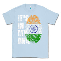 Dusty Blue IT'S IN MY DNA India Flag Indian Classic Tee - lanVoArt