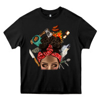 Black Wild Camping Afro Messy Bbs Heavy Core Tee - BundleAndBundleShop