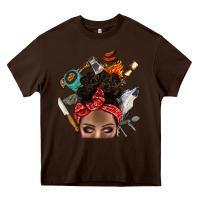 Chocolate Brown Wild Camping Afro Messy Bbs Heavy Core Tee - BundleAndBundleShop