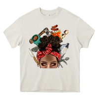 Cream Wild Camping Afro Messy Bbs Heavy Core Tee - BundleAndBundleShop