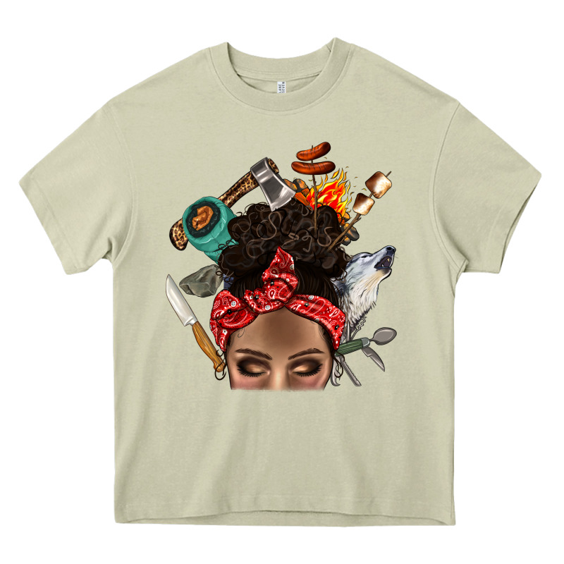 Wild Camping Afro Messy Bbs Heavy Core Tee by BundleAndBundleShop | Teevron