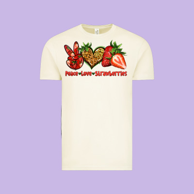 Peace Love Strawberries Vintage Tee Designed By Jasminsmagicworld