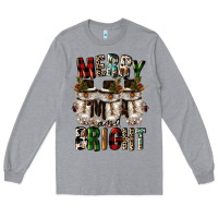 Heather Grey merry and bright Long Sleeve Tee - CowGirlArtShop