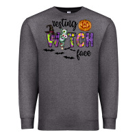 Charcoal Heather Resting Witch Face Premium Sweatshirt - CowhideDigitalArt