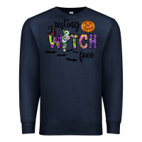 Navy Resting Witch Face Premium Sweatshirt - CowhideDigitalArt