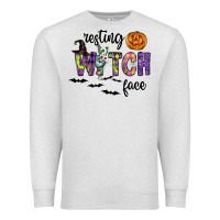 Oatmeal Heather Resting Witch Face Premium Sweatshirt - CowhideDigitalArt