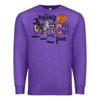 Purple Resting Witch Face Premium Sweatshirt - CowhideDigitalArt