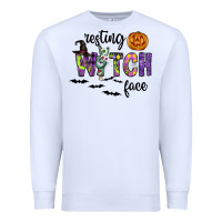 White Resting Witch Face Premium Sweatshirt - CowhideDigitalArt
