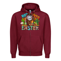 Burgundy Hop Into Easter Bunny Western Zipper Hoodie - CowhideDigitalArt
