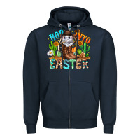 Navy Hop Into Easter Bunny Western Zipper Hoodie - CowhideDigitalArt