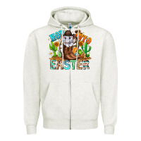 Oatmeal Heather Hop Into Easter Bunny Western Zipper Hoodie - CowhideDigitalArt