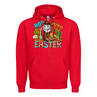 Red Hop Into Easter Bunny Western Zipper Hoodie - CowhideDigitalArt