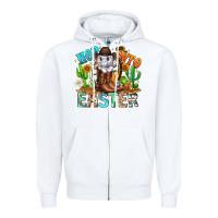 White Hop Into Easter Bunny Western Zipper Hoodie - CowhideDigitalArt