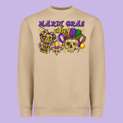 Mardi Gras Vibes Skull Heavyweight Sweatshirt Designed By Fadigitalartstudio