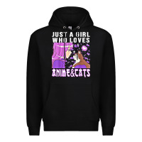 Black anime cat anime stuff Premium Hoodie - lanVoArt