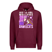 Burgundy anime cat anime stuff Premium Hoodie - lanVoArt