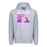 Heather Grey anime cat anime stuff Premium Hoodie - lanVoArt