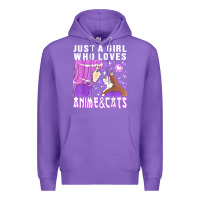 Purple anime cat anime stuff Premium Hoodie - lanVoArt