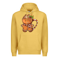 Antique Gold Gingerbread Cookie Man Hot Cocoa Coffee Premium Hoodie - FaDigitalArtStudio