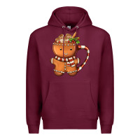Burgundy Gingerbread Cookie Man Hot Cocoa Coffee Premium Hoodie - FaDigitalArtStudio