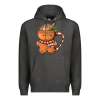 Charcoal Heather Gingerbread Cookie Man Hot Cocoa Coffee Premium Hoodie - FaDigitalArtStudio