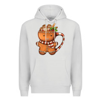 Dove Grey Gingerbread Cookie Man Hot Cocoa Coffee Premium Hoodie - FaDigitalArtStudio