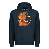 Navy Gingerbread Cookie Man Hot Cocoa Coffee Premium Hoodie - FaDigitalArtStudio