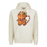 Oatmeal Heather Gingerbread Cookie Man Hot Cocoa Coffee Premium Hoodie - FaDigitalArtStudio