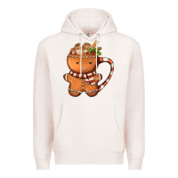 Pale Pink Gingerbread Cookie Man Hot Cocoa Coffee Premium Hoodie - FaDigitalArtStudio